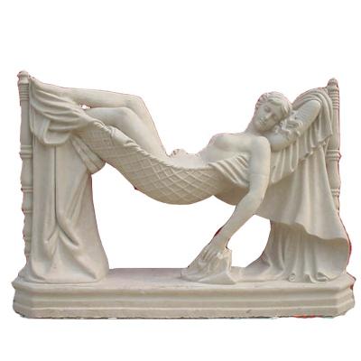 China Modern White Marble Lying Nude Lady Marble Statue Decorative Manufacturers for sale