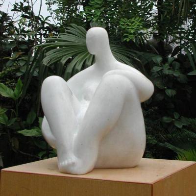 China Western White Marble Abstract Lady Modern Art Garden Sculpture for sale