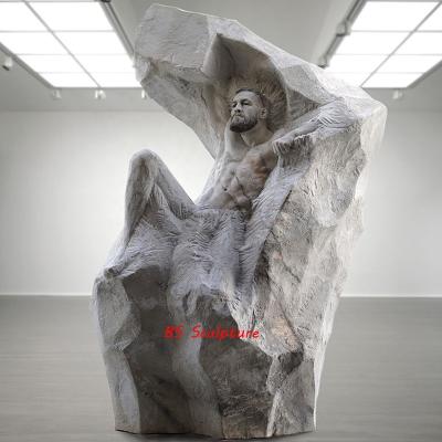 China Traditional Interior Decoration Men Sculpture Natural Marble Hand Caved Figure Stone Statue for sale