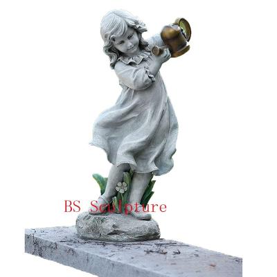 China Traditional Customized Hand Caved Hot Selling Natural Marble Sculpture Children Girl Stone Figure Statue for sale