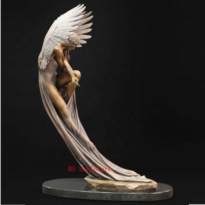 China High Quality Antique Metal Statue Corner Europe Sexy Female Bronze Sculpture for sale