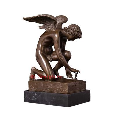 China Large Europe Metal Casting Bronze Angle With Wing Statue for sale