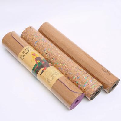 China Custom Logo Eco Friendly Natural Fitness Eco Friendly No Slip Cork Strip Yoga Mat for sale