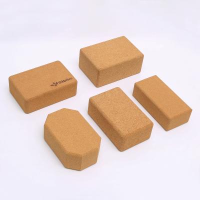 China Comfortable Contoured Edges 100 Percent Blocks Wholesale High Density Solid Brick Cork Yoga Block Australia Yoga Gym Exercise for sale