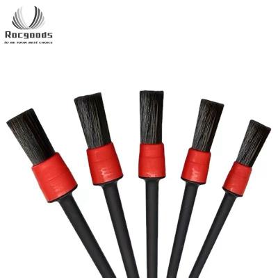 China Car Detailing Brush Sweep Car Wash Auto Detailing Detailing Cleaning Brush 5pk Car Hair Badger Brush Cleaner Soft Interior Duct Dust Red For Car for sale