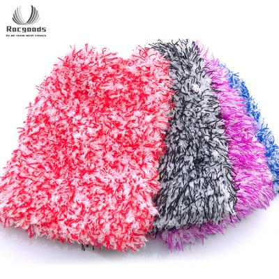 China Hot Sale 80gram Custom Colored Microfiber 18X28CM 2 in 1 Microfiber Car Wash Cleaning Glove for sale