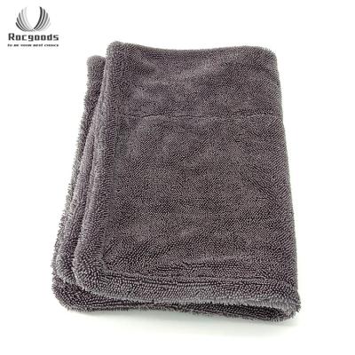 China Car Care Cleaning 1200 Gsm Twist Loop Pile Microfiber Edgeless Car Drying Twist Towel 50*80 Double Twisted Cloth Towel For Car Cleaning for sale