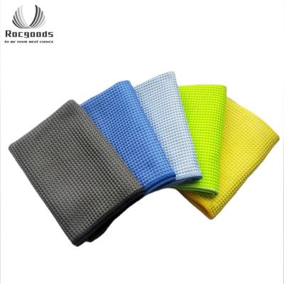 China Viable Custom Car Drying Towel Glass Car Wash Microfiber Waffle Weave Towel Microfiber Cleaning Towel for sale