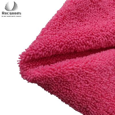 China 80% Poly Polyester Fiber Cleaning Towel Pink Edgeless Super Absorbent Microfiber Car Cleaning Towel Waxing Towels for sale