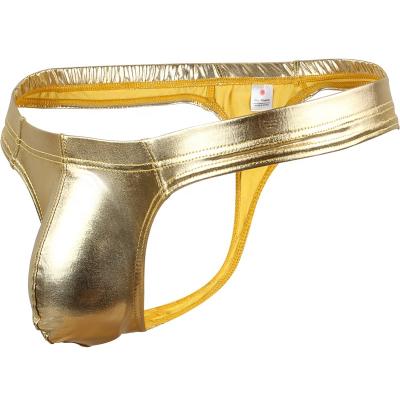 China Spandex / Polyester Tops Fashion Mens Artificial Leather Sexy Underwear Thongs for sale