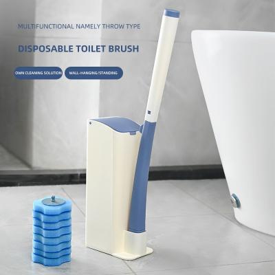 China Sustainable MU hot sales Long Life Disposable Toilet Brush Cleaning Magic Disposable Toilet Brush Set Holder Bathroom Toilet Bowl Brush for sale