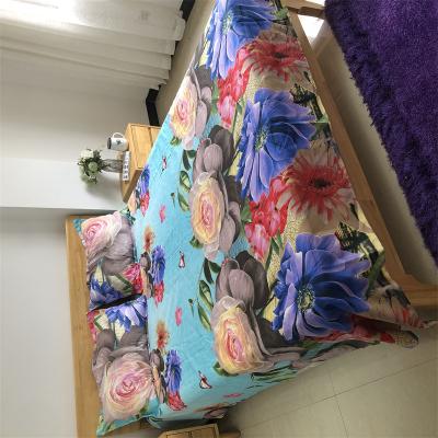 China Anti-Static Butterfly flower bed sheets disposable sheet bedding set royal blue and gold blue bed in a bag sets queen for sale