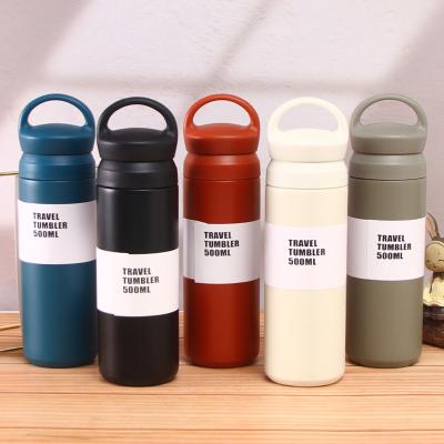 China Sustainable MU hot sales New 500ml 350ml Wholesale Double Wall Stainless Steel Vacuum Flasks Thermoses Travel Mug Handle Lid Coffee Tumbler for sale