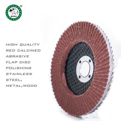 China For Iron Metal T27 Hot-selling 4 Inch 80M/s 13300RPM Red Calcined Abrasive Fin Disc For Iron Steel Metal for sale