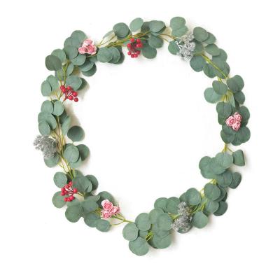 China Life Like YANXIN Hot Selling Eucalyptus Garland Vine Leaves Artificial For Wedding Stage Decoration Party Hotel Wall Backdrop Flower for sale