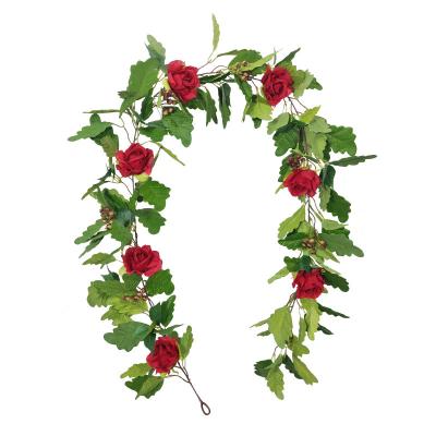 China YANXIN Life Like Artificial Flower Vine Oak Leaves Flower Vine Artificial Flower For Outdoor Wedding Party Garland Decor for sale