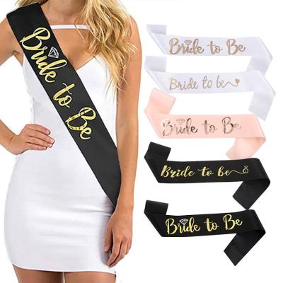 China Bachelorette Party New Bachelorette Party Bride To Be Rose Gold Satin Sash Wedding Sash For Girl Hen Party Bridal Shower for sale