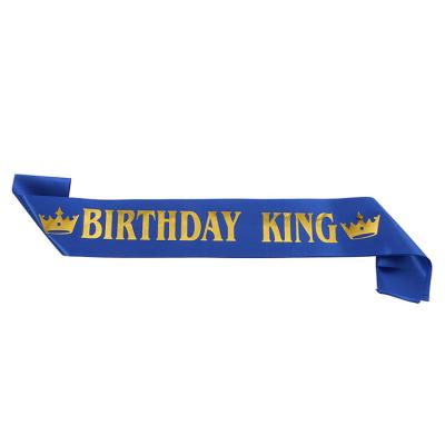 China Birthday Dress up Sash Customized Gold Glitter Party Shoulder Straps Birthday King Sash For Men's Welcome Belt Party Strap Decorations for sale