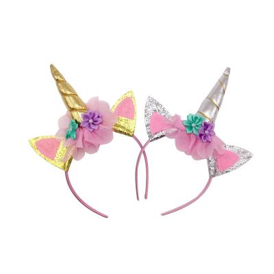 China Party Dress up Halloween Kid hair accessories Girl party wedding Unicorn headband sequin Ears Headwear Accessory for Party Decoration for sale