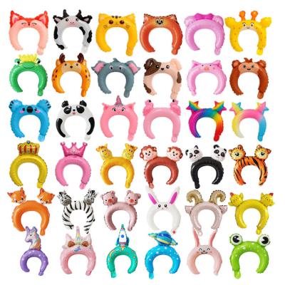 China Festival Decoration Birthday Promotional Gift Cartoon Animals Festival Band Shape Headband Foil Balloon For Children's Toy Hair Hoop Balloon for sale