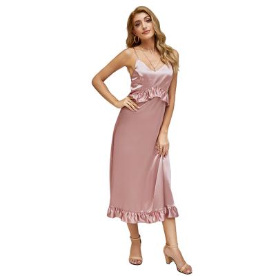 China Lady Nightwear Solid Satin Fashion QUICK DRY Nightgown Soft Nightgown Women's Sleepwear for sale