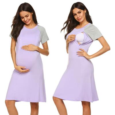 China Breathable Maternity Dress Nursing Clothes Elegant Pregnant Women Nightgown Nightdress Pregnant Sleepwear for sale