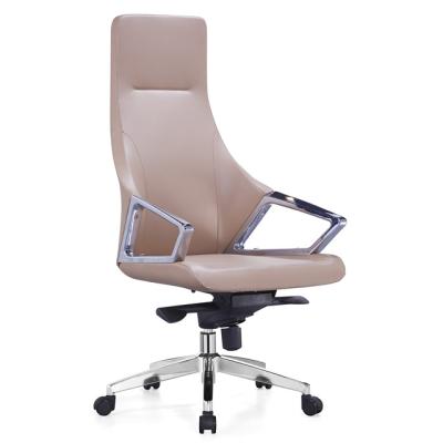 China High Grade Executive Aluminum (Height) Cow Leather Adjustable Boss Office Low Chair With Fixed Armrest For Manager for sale