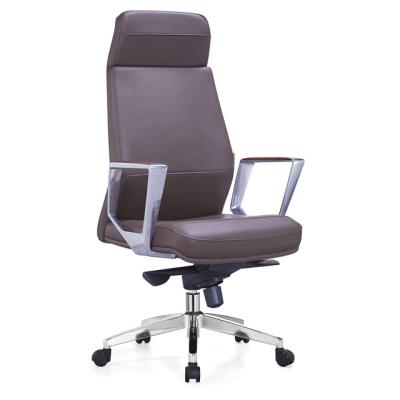 China Ergonomic Director Chair With Luxury Brown Adjustable Wholesale Leather Seat (Size) for sale