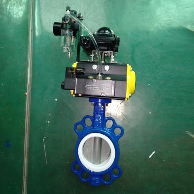 China DN80 3 Inch Wafer DN50-DN600 Cast Iron Double Acting Pneumatic Actuator Type Butterfly Valve PN16 EPDM Seat for sale