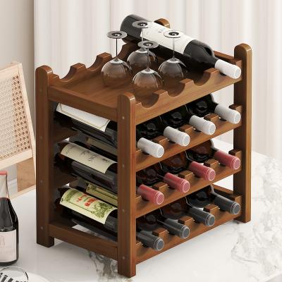 China 2022 Mordern Wine Glass Wine Rack Countertop Storage Wall Wooden Free Standing Wine Display Rack for sale