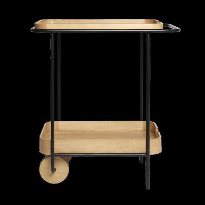 China Easy Assemble Hotel Drink Cart Wooden Serving Food Cart Home Tea Cart With Wheels for sale