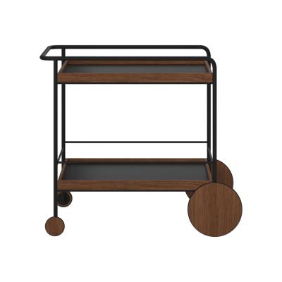 China Easy Assemble Wooden Trolley Hand Push Tea Trolley Trolley for Restaurant Hotel Food Hand Push Trolley and Beverage Serving Trolley for sale