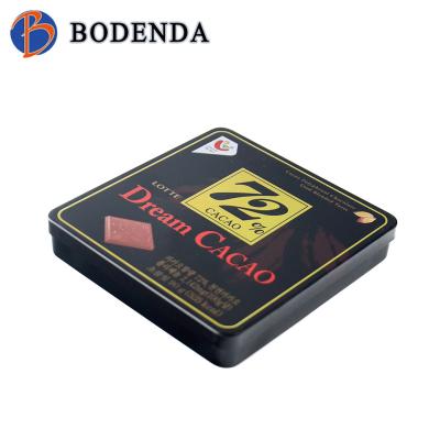 China Black square food tin with chocolate or candy shortage metal tin box for sale