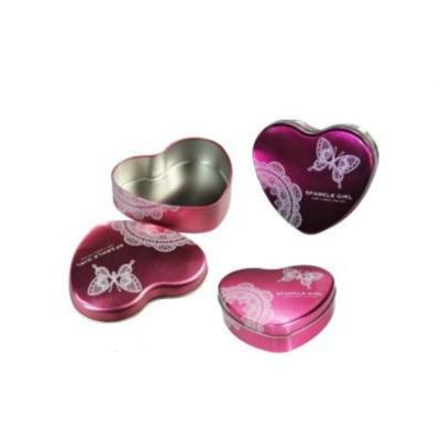 China Small Recyclable Shiny Heart Shape Jewelry Tin Box Metal Sweet Chocolate Packaging Box Wedding for sale