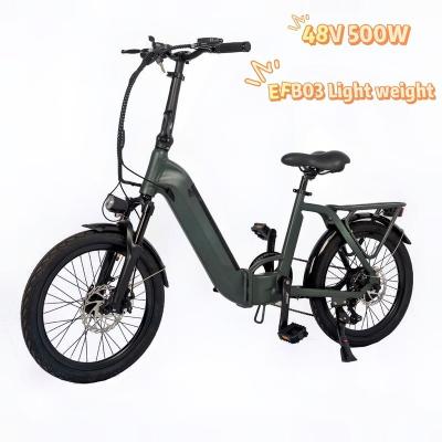 China Aluminum Alloy 2023 Hot selling EFB03 light weight folding eike 48V Hidden battery folding electric bike 48V 500W Hybrid electric bike for sale