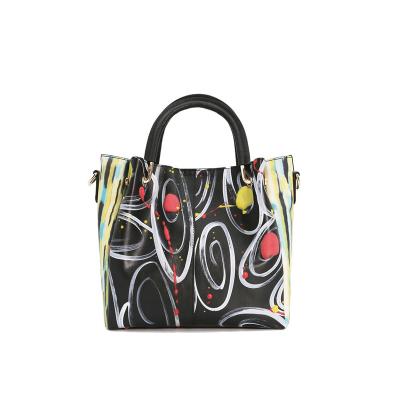 China Fashion New Arrival Unique Design Luxury Ladies Bag Fashionable Women's Graffiti Leather Handbags for sale