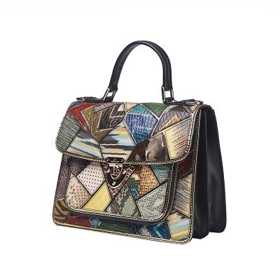 China NATIONAL Customized Italianate Black Patchwork Shoulder Bag Elegant Leather Ladies Handbags Fashionable Handbag for sale