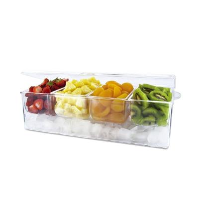 China Cooler Cooler Preservation 4 Compartments Container On Plastic Ice Condiment Server for sale