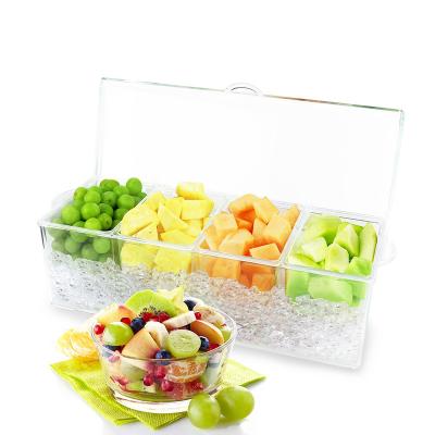 China Sustainable Ice Chilled Plastic Condiment Tray 4 Compartments Flavoring Box for sale