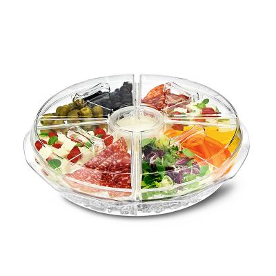 China 8 Section Viable Fruit Tray On Ice Custom Made Acrylic Serving Tray for sale