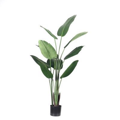 China Art Decor Natural Decorative Greenery Banana Leaves Artificial Tree Plastic Palm Trees Bonsai for sale