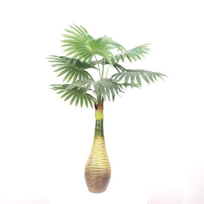 China Coastal Artificial Tree Areca Palm For Hotel Home Office Decor Plants Potted Artificial Fake Fan Palm Bonsai for sale