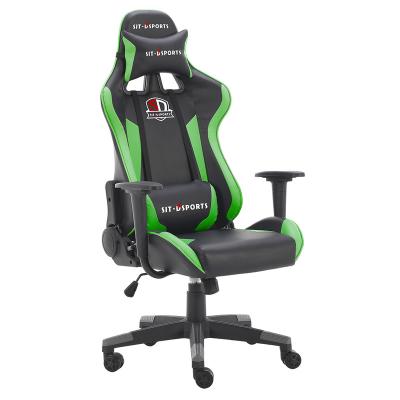 China (Size) SIT-DISPORTS Style Adjustable Ergonomic Racing Leather Gaming Chair Green Gamer Chairs For Games for sale