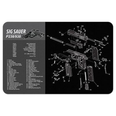 China GM-004 Alfombra de limpieza de pistola de goma compatible con Sig Sauer P238/938, 11 X 17 de espesor en venta