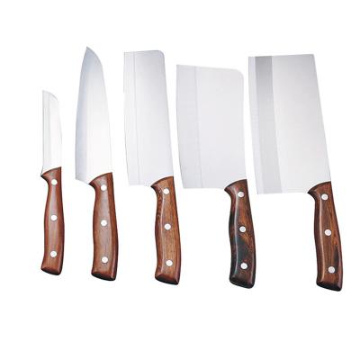 China Sustainable Affordable Tools 6 In 1 Household Knives Professional Chef Sharp Kitchen Knife Set With Wooden Block For Kitchen for sale