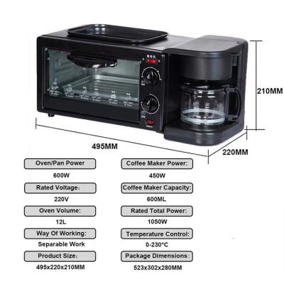 China Wholesale 3in Button Multifunctional 1 Triad Mini Automatic Bread Oven Breakfast Coffee Baby Cereals Making Machine 3-In-1 Breakfast Make for sale