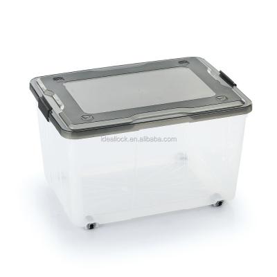 China Viable transparent plastic storage box with wheels for clothes and toys for sale