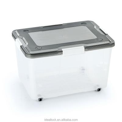 China Sustainable Household 50L Universal Plastic Storage Box With Wheels for sale