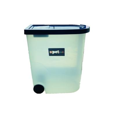 China BPA Sustainable Pet Food Self Storage Container With Wheels for sale