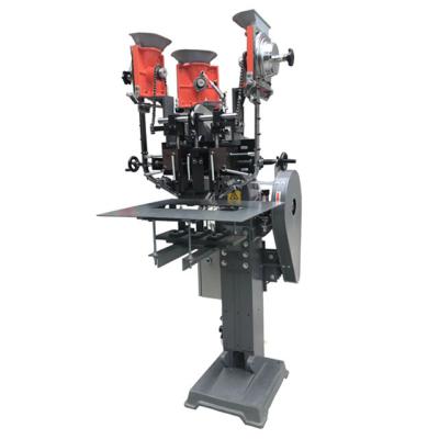 Chine Easy To Use Adjustable Distance Three Head Riveting Machine For Eyelet / Hollow Rivet On PP Box à vendre